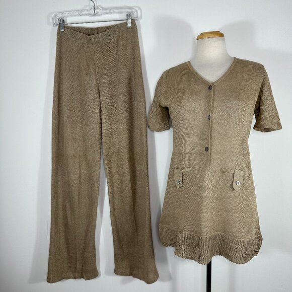 Made in Italy for Daytons Pants & Top Two Piece Set 100% Linen Sz 40 Old Money - Picture 1 of 15